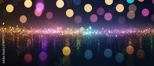 Double exposure abstract background of colorful lights and starry bokeh glitter background photo