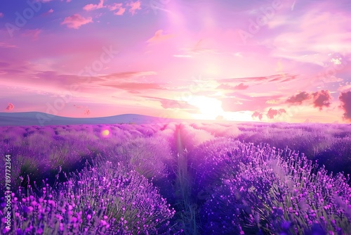 Purple green lavender field . #789772364