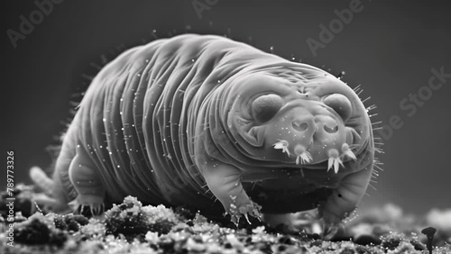 An electron microscope image of a tardigrades extremophiles demonstrating the ability of these microscopic creatures to survive in . AI generation. photo