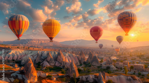 hot air balloons take to the skies in Cappadocia