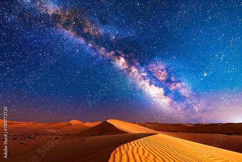 Sahara Milky Way. Milky way moving in the night sky over the Sahara Desert Morocco. .
