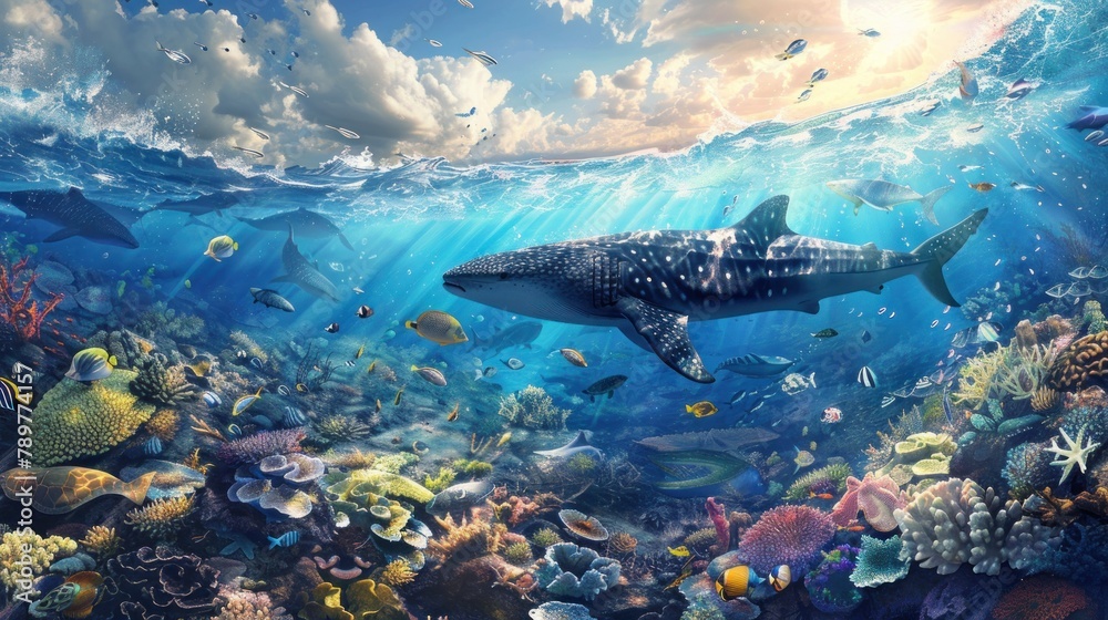 Fototapeta premium World Ocean art illustration