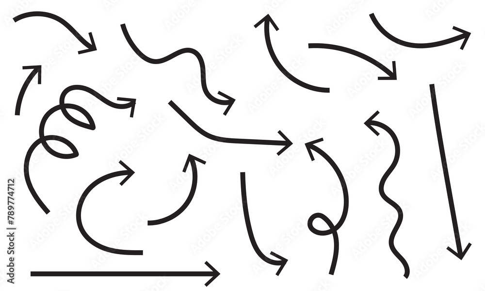 Super set different shape hand drawn arrows. Doodle style curved and squiggly arrows. Illustrations for Web or polygraphy Design. Super set different shape hand drawn arrows. Doodle style curved and squiggly arrows. Illustrations for Web or polygraphy Design.
