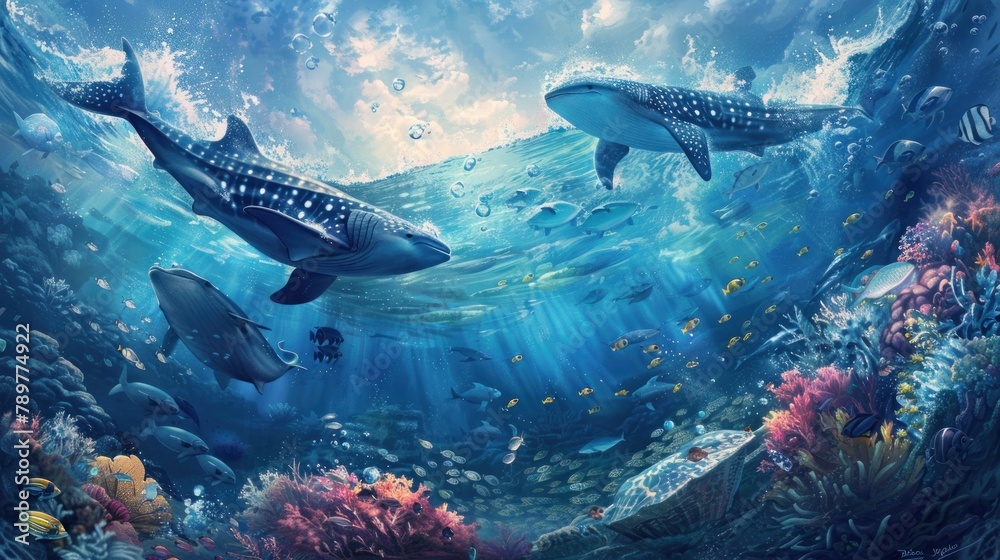 Fototapeta premium World Ocean art illustration