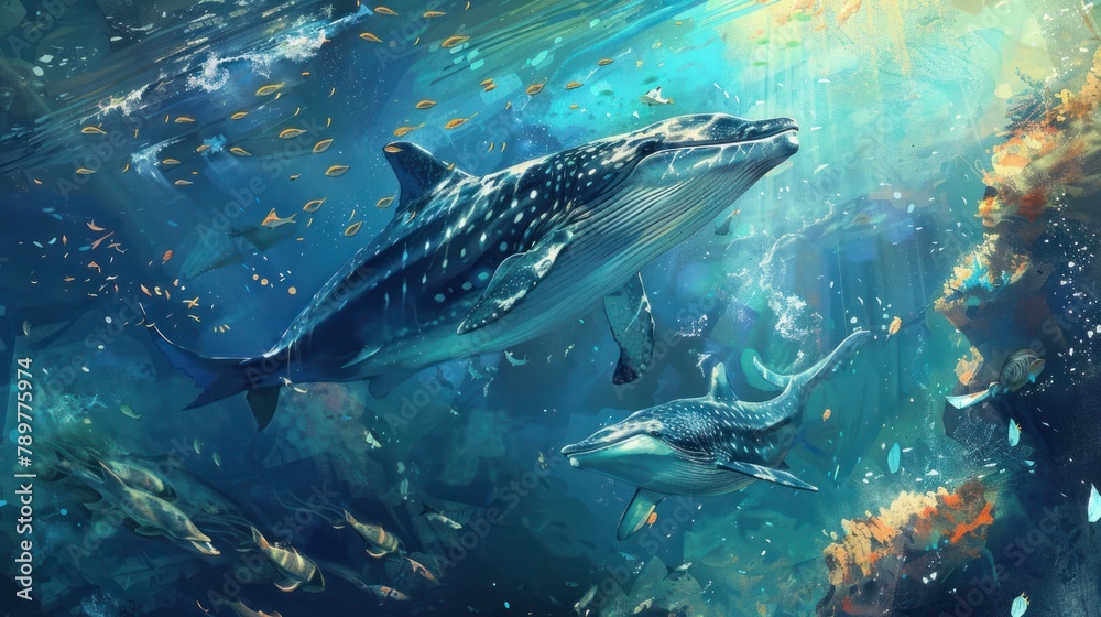 Fototapeta premium World Ocean art illustration