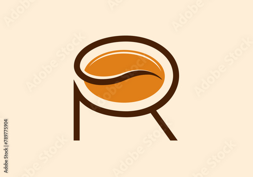 Letter R Coffee Logo Template. Letter R coffee shop icon, coffee brand, minimalist, modern letter R coffee icon