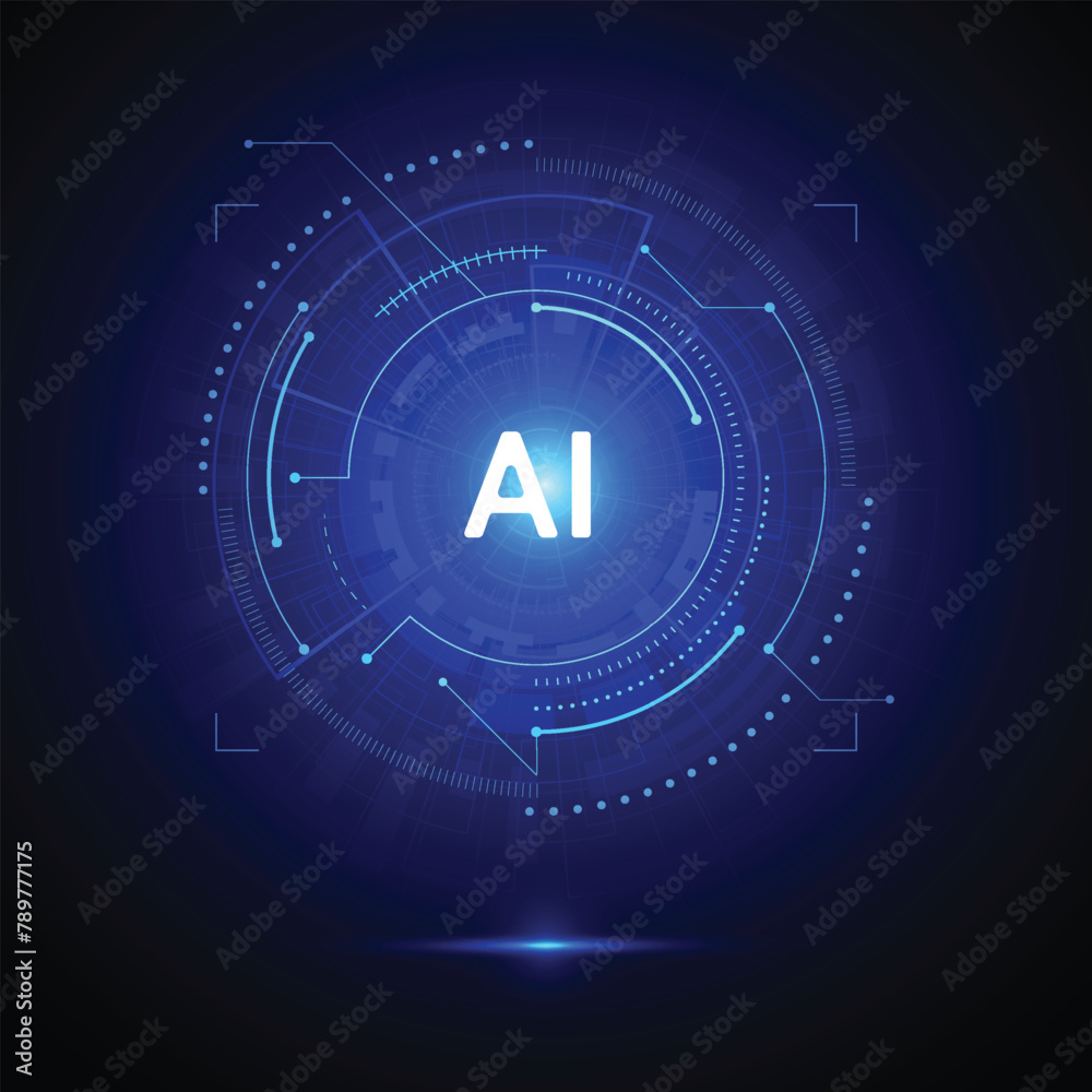 Obraz premium Artificial intelligence circuit line style. Machine learning design. Smart network digital technology. AI. Vector illustration