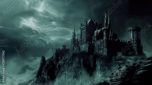 Fantasy landscape with castle.