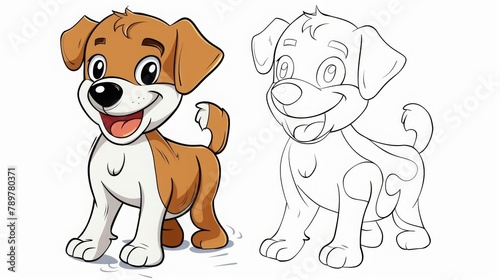 coloring pages or books for children  Cute and funny coloring page  Cartoon illustration  outline picture for coloring kid book  illustration of dog