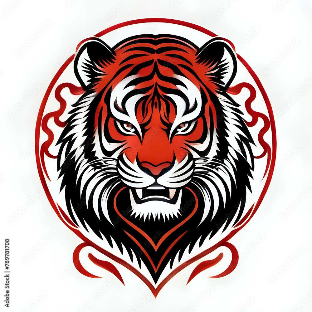 Obraz premium Tiger icon or tiger logo, tiger head mascot, illustration of an tiger, tiger head vector, lion head mascot, chinese tiger logo, Logo tiger, icon tiger