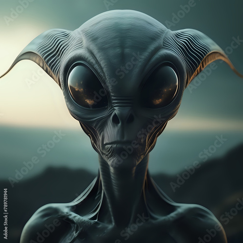 Create a visually striking image of an alien captured from a viewpoint - generated by ai