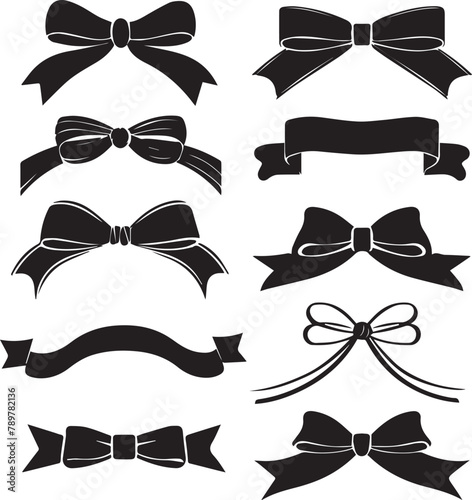 Beautiful Ribbon Silhouette vector illustration. Ribbon design for Graphic designer