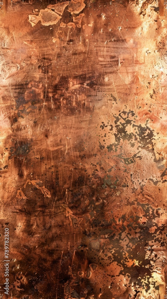 Obraz premium Vintage Polished Copper Texture Background. Elegant Metallic Surface for Retro Designs AI Image