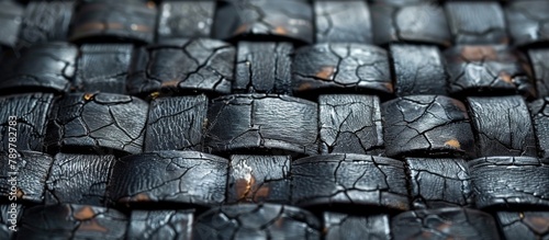 Close-up view of a blackened piece of wood with charred edges and a lot of burnt areas