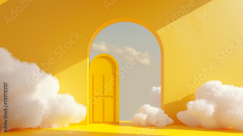 door and clouds