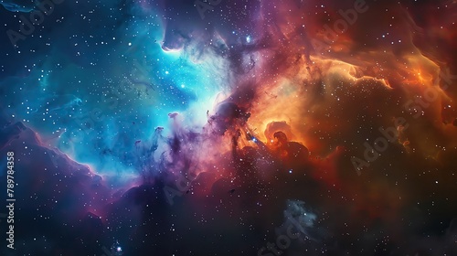Cosmic wonder, ethereal nebula texture, stardust patterns, wideangle, deep space view, vibrant colors, high contrast