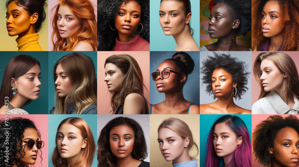 A grid of 18 headshots of women of various ethnicities and ages.

