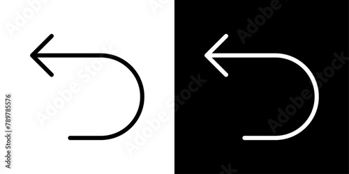 Reverse Arrow Icon Set. Return action and reset button vector symbol. photo