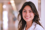 Hispanic female doctor in medical uniform smile, healthcare and medicine
