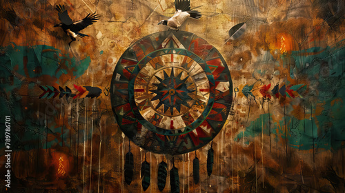 sacred medicine wheel symbols and motifs from Native American cultures. © Curva Design