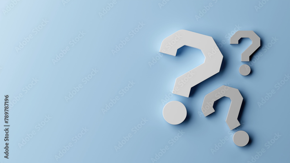 3D Question Marks, Light and Shadow, Problem, Question Concept with Copy Space, 3D render 3D Question Marks, Light and Shadow, Problem, Question Concept with Copy Space, 3D render
