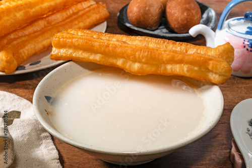 Taiwanese traditional snacks, almond drink and fried dough sticks