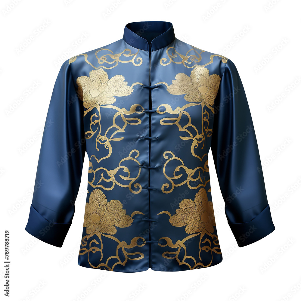 Beautiful Blue and Gold Tang Suit isolated on white background Beautiful Blue and Gold Tang Suit isolated on white background