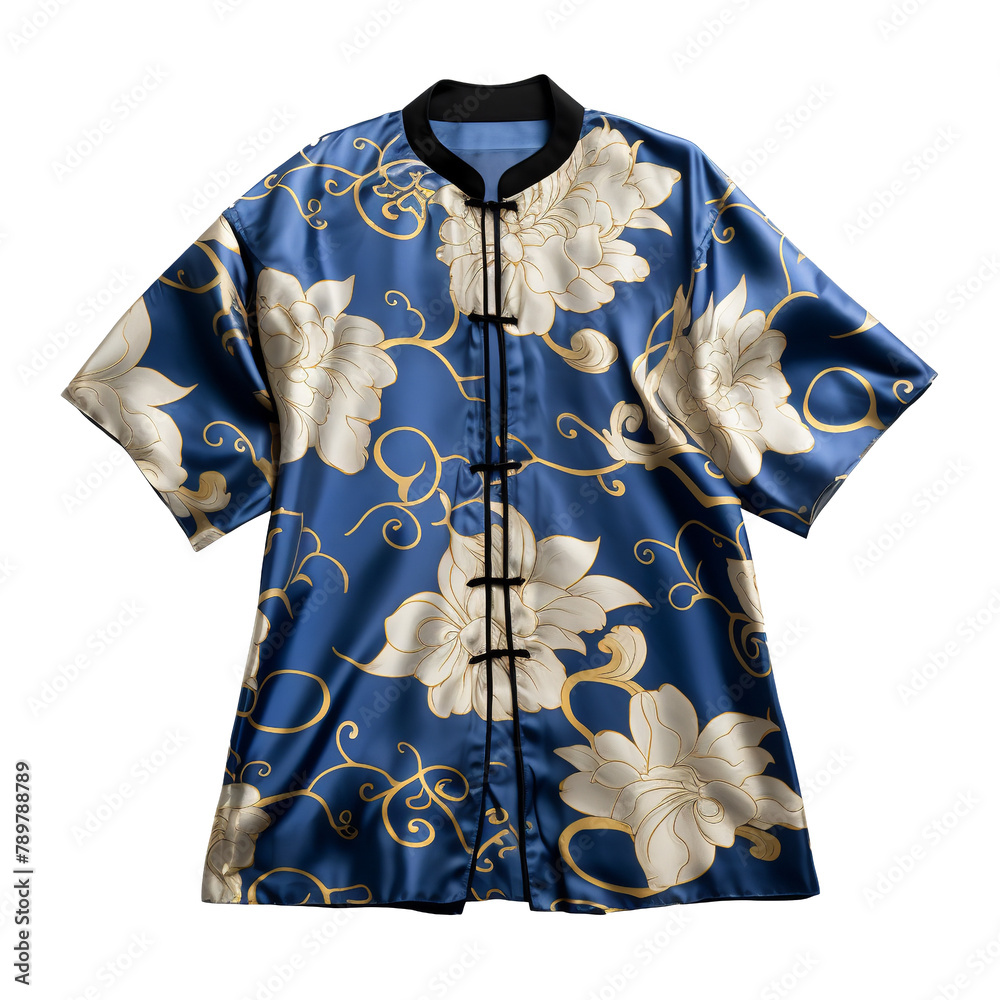Beautiful Blue and Gold Tang Suit isolated on white background Beautiful Blue and Gold Tang Suit isolated on white background