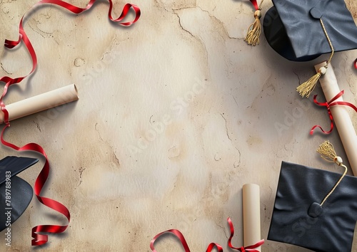 Graduation Announcement High School College University Card Commencement 5 x 7 Background Image	
