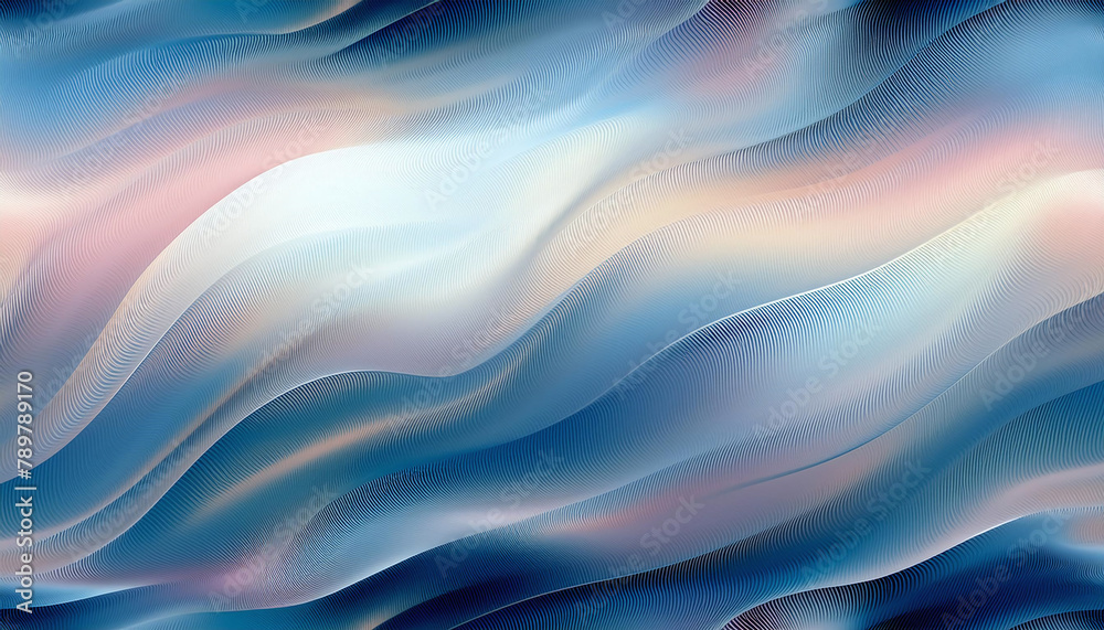Seamless abstract wave pattern. Vivid degrade blur ombre radiant surreal blurry saturated digital wavy ocean water seamless repeat raster jpg swatch. Soft gentle subtle fuzzy soft out of focus blobs