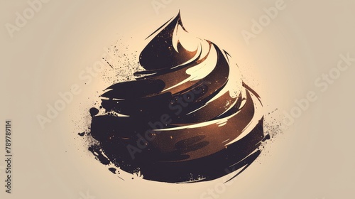 Black and white silhouette logo illustration of a poop icon symbol in an abstract style photo