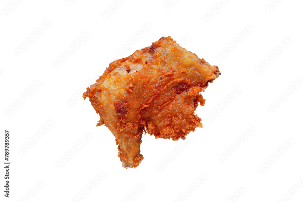 Crispy fried chicken thighs on a white background