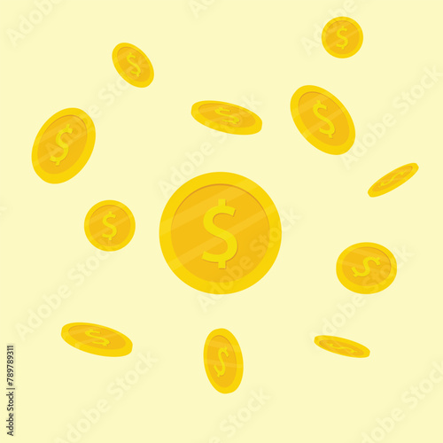 Falling coins vector Illustration