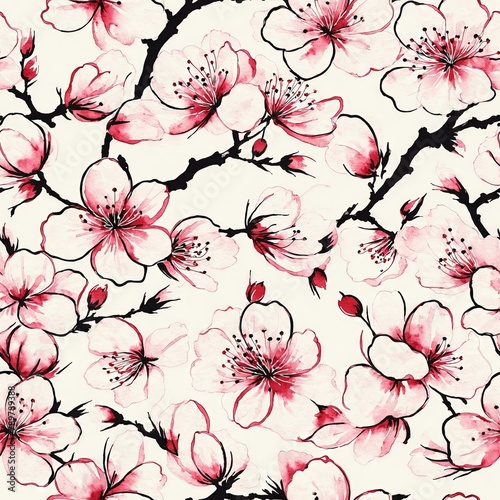 Cherry Blossom Seamless Pattern