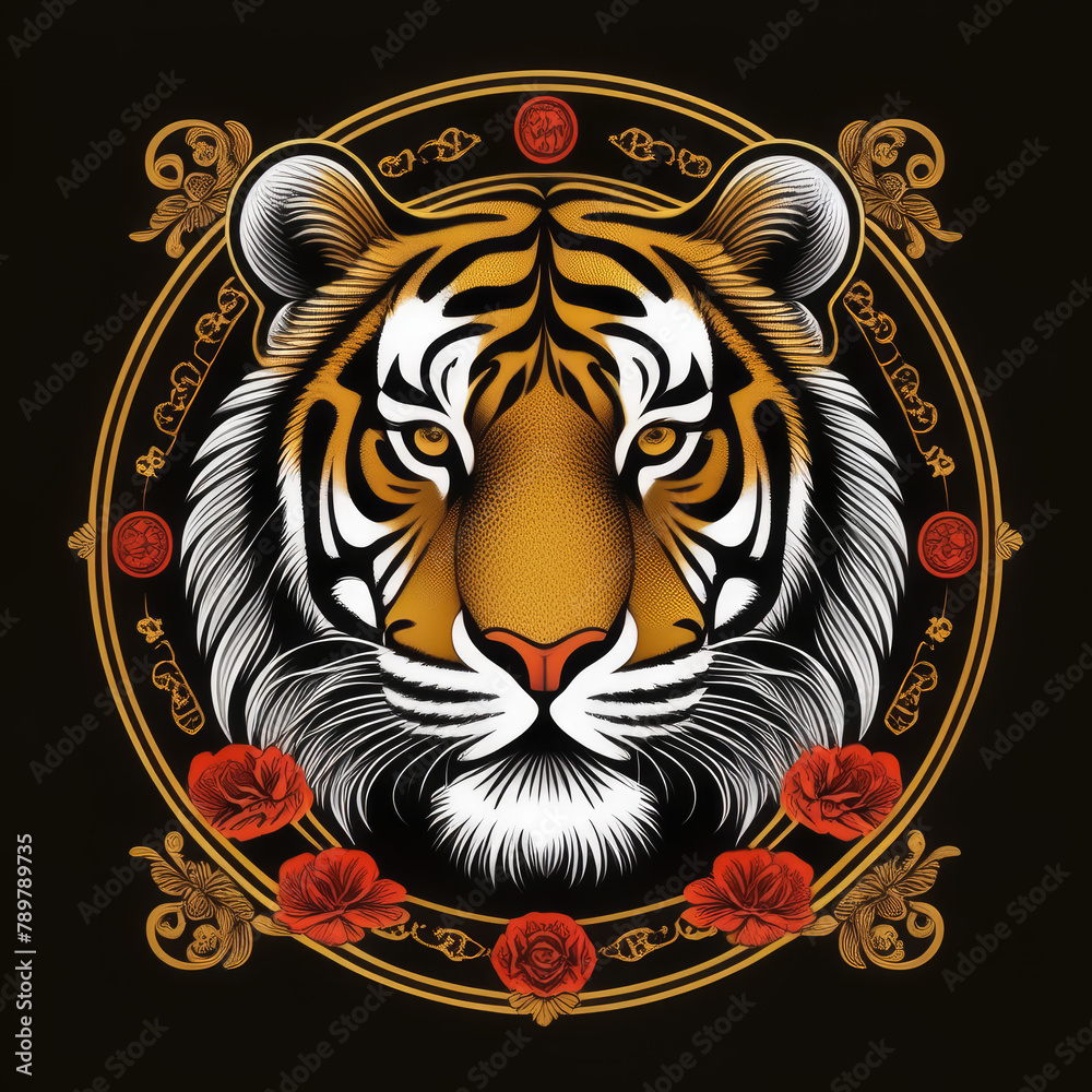 Fototapeta premium white tiger head, tiger head vector, white tiger face, tiger head silhouette