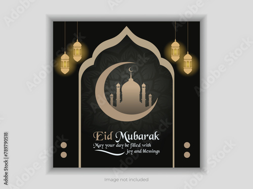 Eid wish for Eid al Adha and Eid al Fitr blessing card design photo