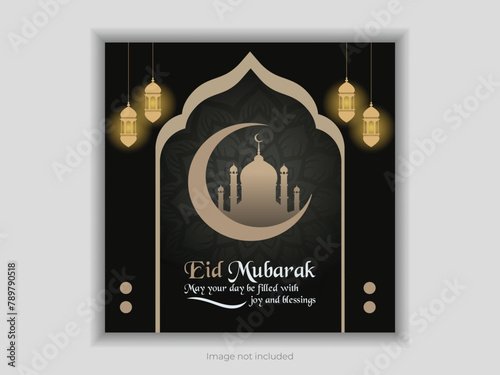 Eid wish for Eid al Adha and Eid al Fitr blessing card design