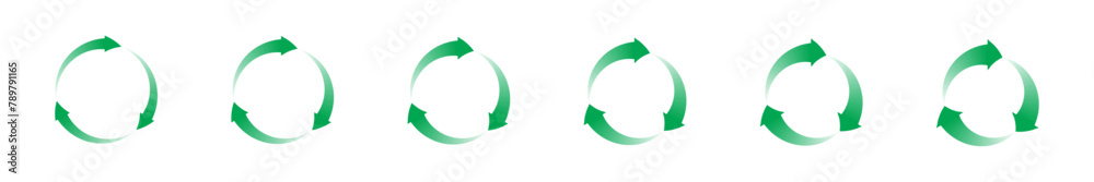 arrows circle clock wise (cw) direction. triple or 3 elements of circular arrow sign icon with white gradient. Green vector color arrows circle clock wise (cw) direction. triple or 3 elements of circular arrow sign icon with white gradient. Green vector color