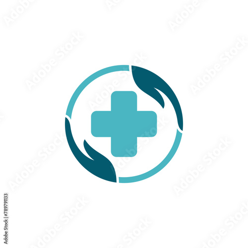 health care logo with hand concept