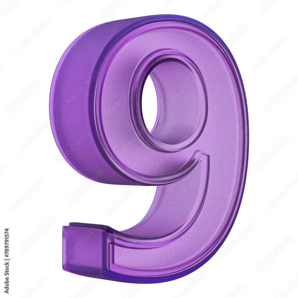 9 Number Purple 3D Render 9 Number Purple 3D Render
