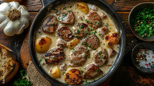 Savory Veal Blanquette in Creamy Sauce - A Culinary Symphony. Concept Veal Recipes, Creamy Sauce, Culinary Delight, Gourmet Cooking, French Cuisine