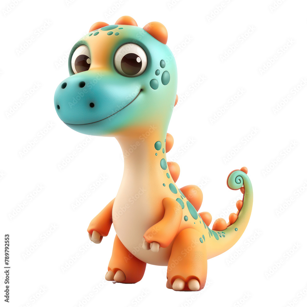 Obraz premium playful cartoon baby dinosaur animal toy on transparent background