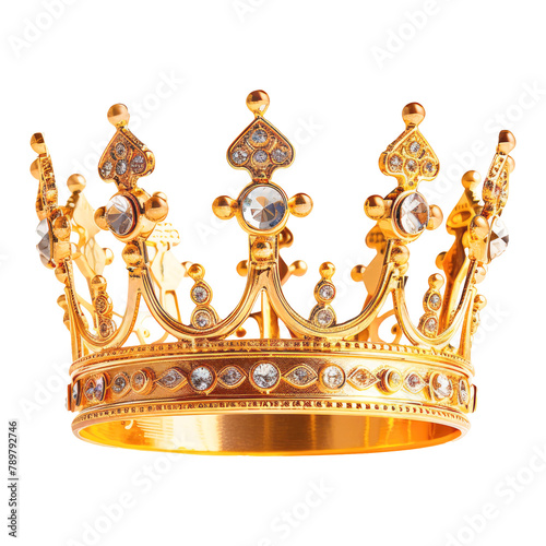 isolated royal crown jewelry ornament with gemstone