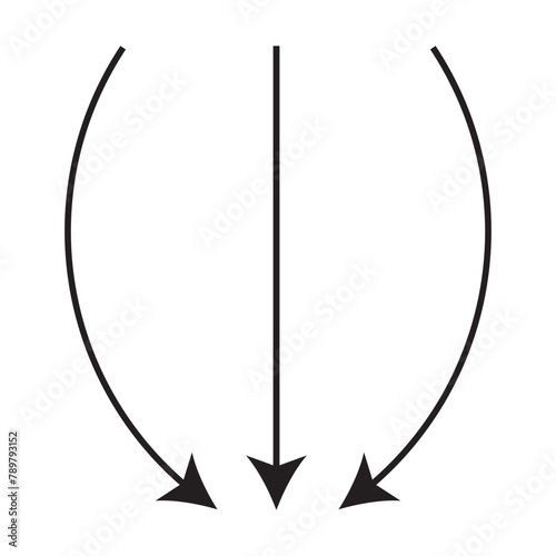 Different 3 black Arrows icons, vector set. Abstract elements for business infographic.  down trend. Illustrations for Web or polygraphy Design. vector illustration design elements.