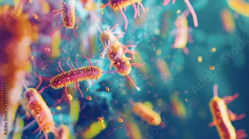 Exploring the microbiome for pharmaceuticals, detailed lab research on bacteria and drugs, copy space