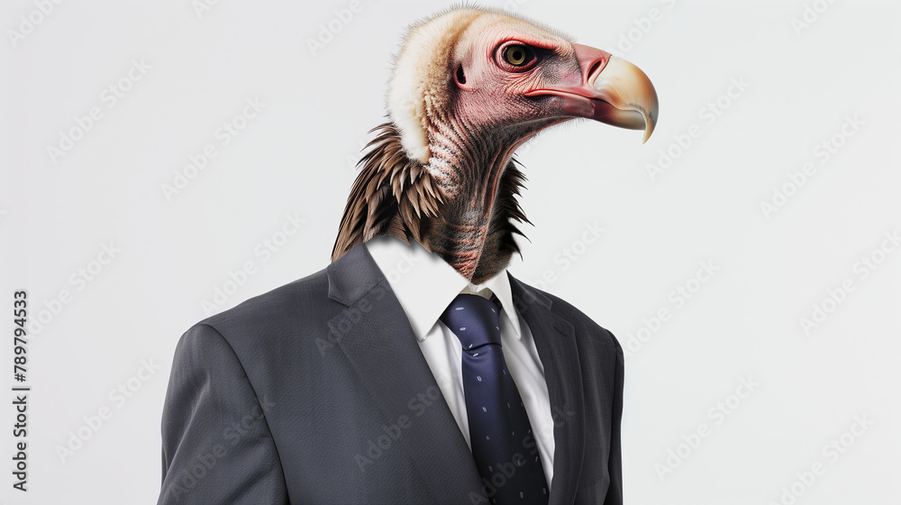 Portrait of a vulture in a business suit. Generative AI