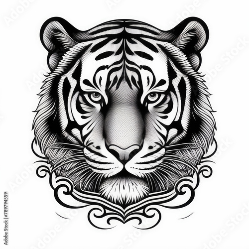 tiger head illustration, tiger head vector, tiger head icon, circle logo or icon tiger, tiger tatto, tatto