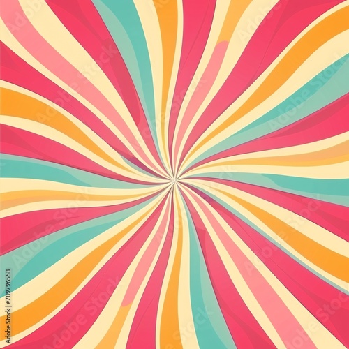 Candy Color Sunburst Background with Abstract Pink Cream Sunbeams Design © Saran