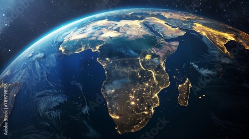 A photo of the Earth from space, showing the African continent. photo