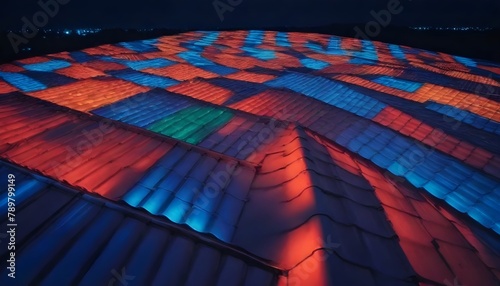 Roof-selling-with-different-colored-of-lights photo
